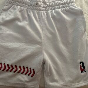 White Mesh baseball print Shorts by baseball lifestyle 101